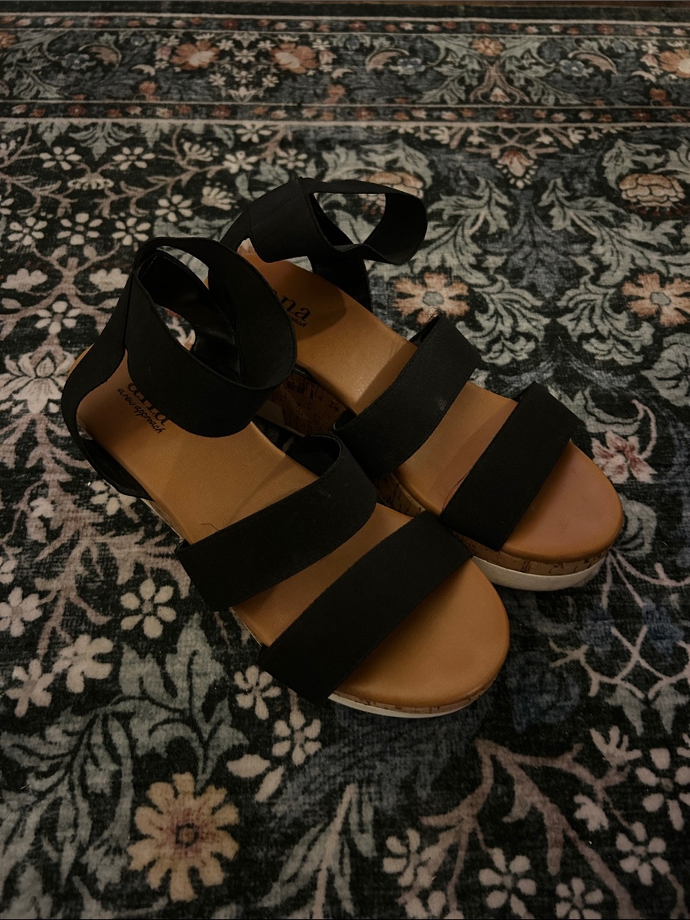 Ana Wedge Elastic Strap Sandals